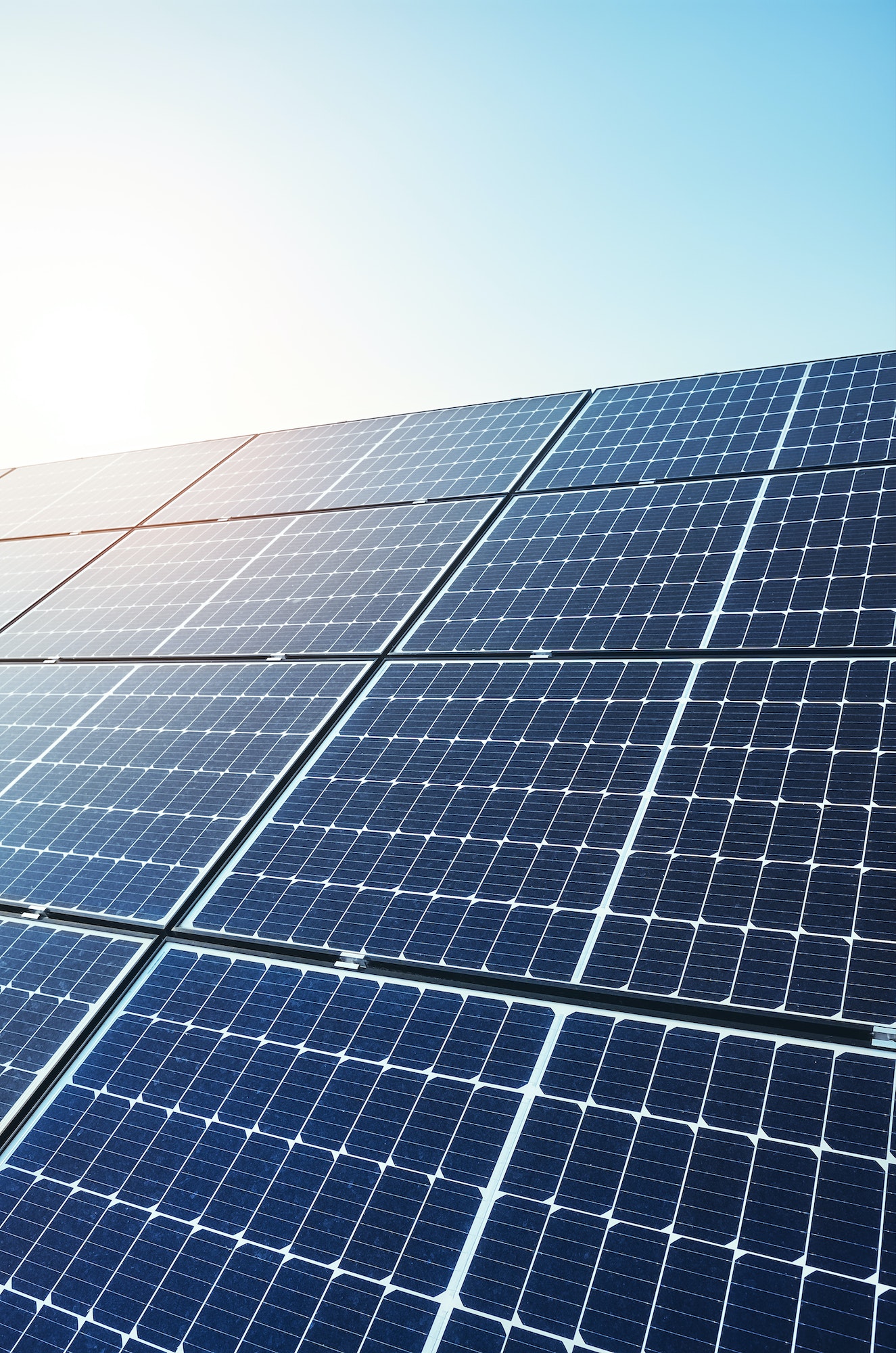 Picture of photovoltaic modules against the sun.